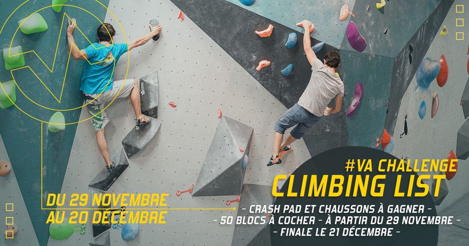 Climbing List Vertical'Art Nantes mardi 20 Novembre- mardi 20 Décembre 2022