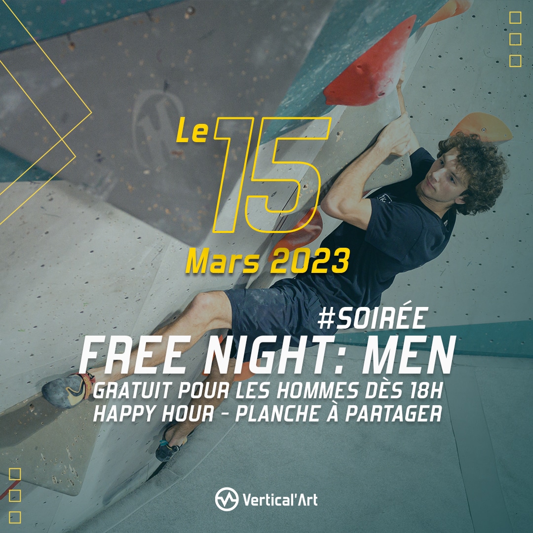 Free Night Men vendredi 15 mars : Escalade gratuite pour les hommes dès 18h