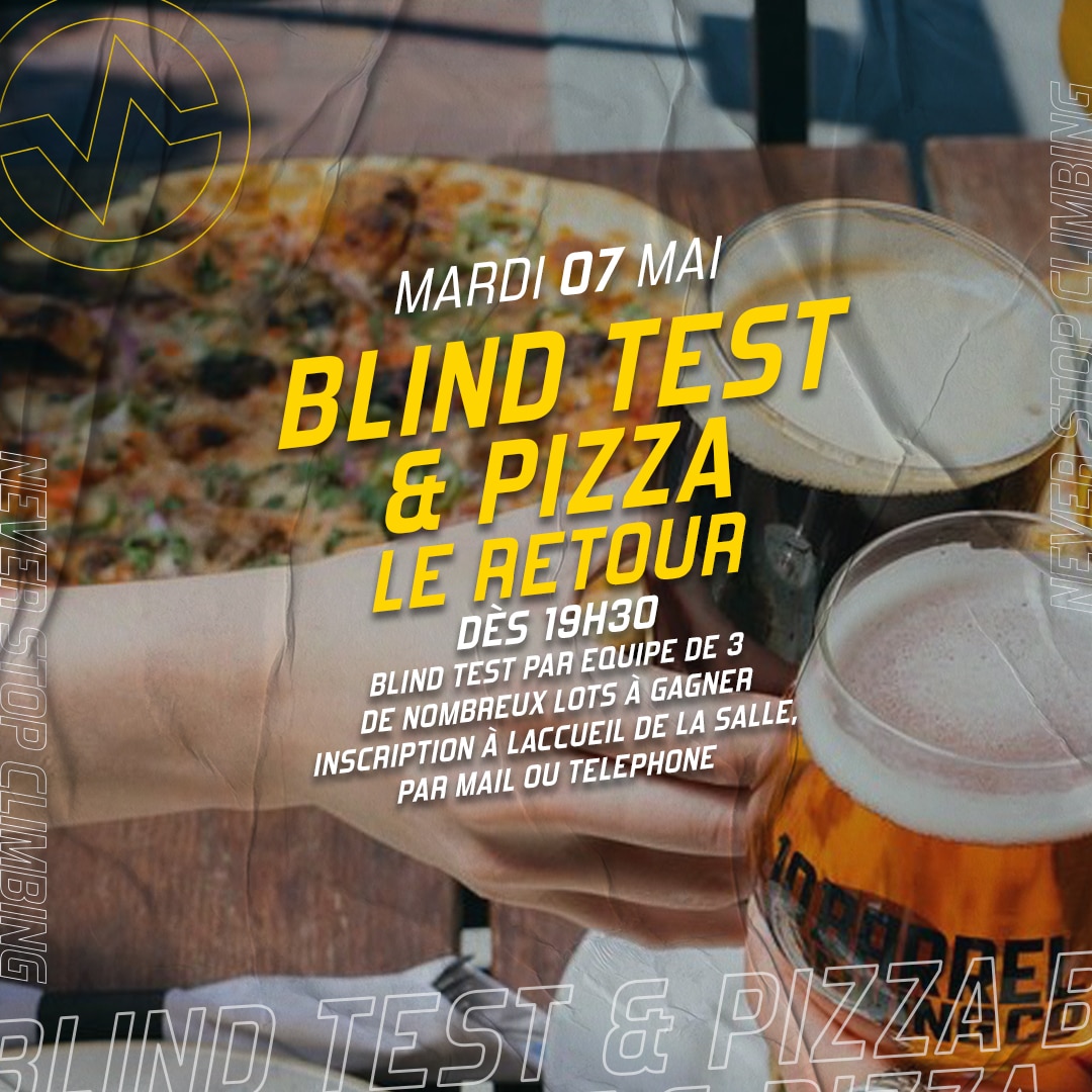Soirée Pizza & Blind Test à Vertical'Art Nantes mardi 7 mai