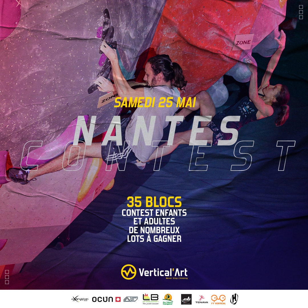 Contest à 35 blocs et matinée de convivialité à Vertical'Art Nantes samedi 25 mai