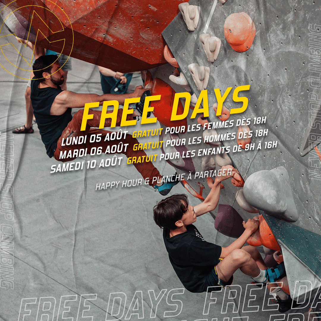 Escalade gratuite à Vertical'Art Nantes : Free Days les 5, 6 et 10 août